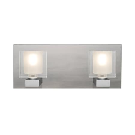 Besa Lighting Bolo Vanity, Clear/Frost, Satin Nickel Finish, 2x3W LED 2WF-BOLOFR-LED-SN
